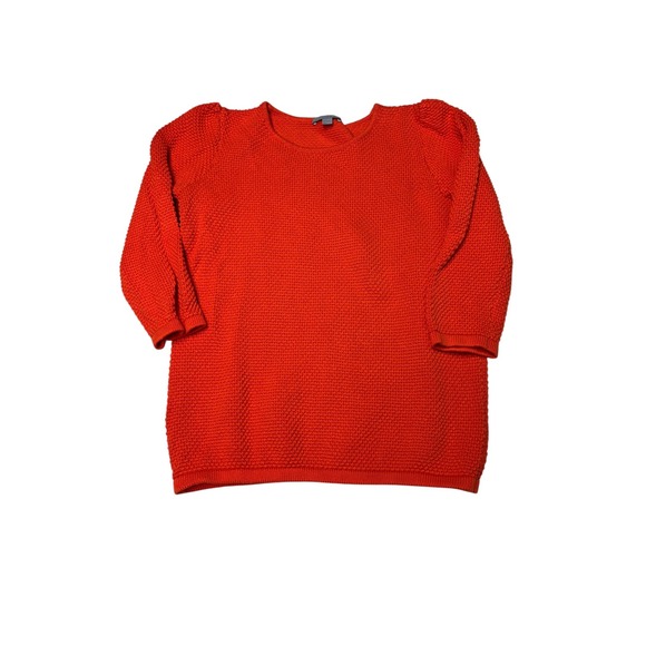 COS Sweaters - COS Womens Orange Textured Cotton Knit Puff Shoulder‎ 3/4 Sleeve Sweater Size S